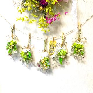 ❤️ドライフラワーガーランド ホワイト薔薇 5点セット２2〜26cmタグ付き☘️(ドライフラワー)