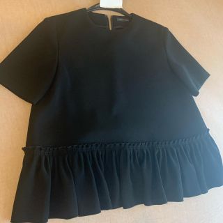 バーニーズニューヨーク(BARNEYS NEW YORK)のヨーコチャン　yoko chan ヘムギャザーブラウス 38 黒(シャツ/ブラウス(半袖/袖なし))