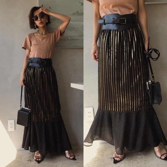 Ameri  　　　ベルト付♥BIG WAIST BELT SKIRTレディース