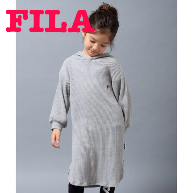 FILA(フィラ)のFILA/フィラ リブ生地ロゴワンピース 100(Z35-2) キッズ/ベビー/マタニティのキッズ服女の子用(90cm~)(ワンピース)の商品写真