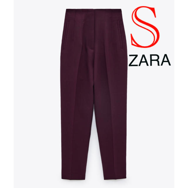 通販でクリスマス ZARA risa___ ハイウエストパンツ ZARA(ザラ)の「ハイウエストパンツ」をあわせた 今季 プラム 新色 XS ZARA ザラ フリル テーパード クロップド パンツ 黒 S