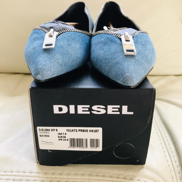 DIESEL(ディーゼル)のDIESELディーゼル　デニム地　フラットシューズ　24.5 レディースの靴/シューズ(ハイヒール/パンプス)の商品写真