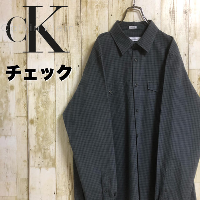 Calvin Klein カルバンクライン ロゴボタン 長袖シャツ チェック L