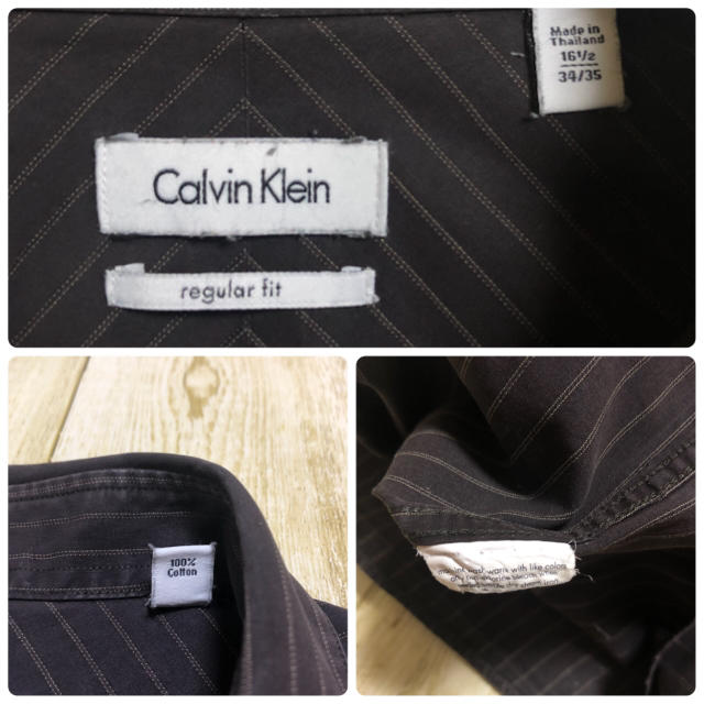 Calvin Klein(カルバンクライン)のCalvin Klein カルバンクライン ロゴボタン 長袖 ストライプ柄  L メンズのトップス(シャツ)の商品写真