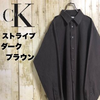 カルバンクライン(Calvin Klein)のCalvin Klein カルバンクライン ロゴボタン 長袖 ストライプ柄  L(シャツ)