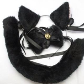 黒猫❤猫耳カチューシャ3点、付けキバ(カチューシャ)