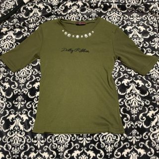 5分袖リブカットソー160 ビジュー付USED(Tシャツ/カットソー)