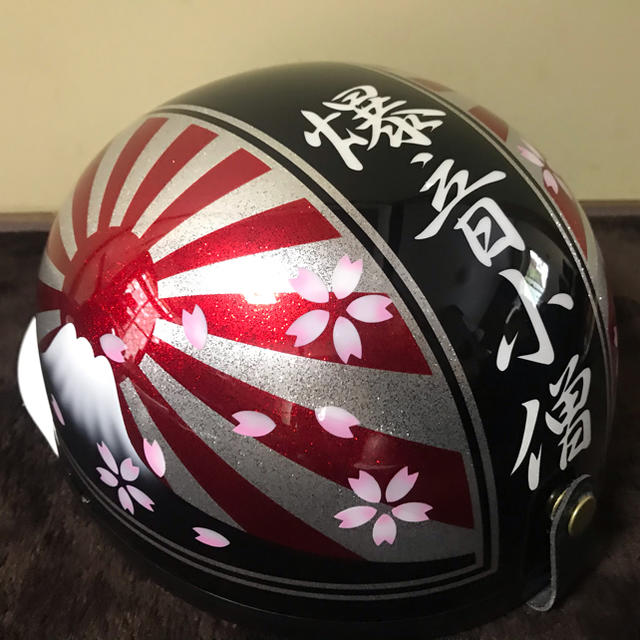 爆音小僧 富士日章 コルク半 ヘルメット ラメ-