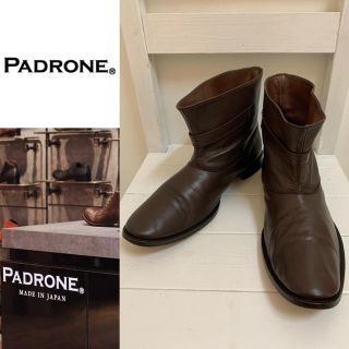 パドローネ(PADRONE)のPADRONE パドローネ 日本製 ストラップデザイン レザーブーツ ブラウン(ブーツ)