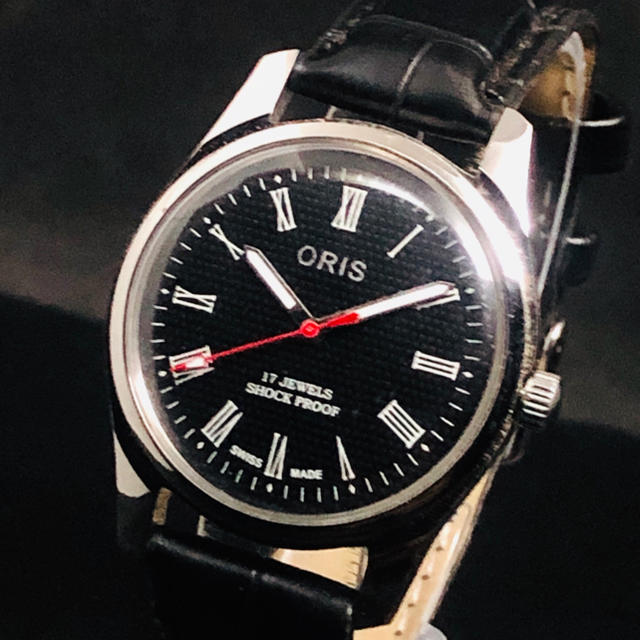 オリス ブラック 激レア 超美品 メンズ腕時計 機械式手巻17石 1970’s