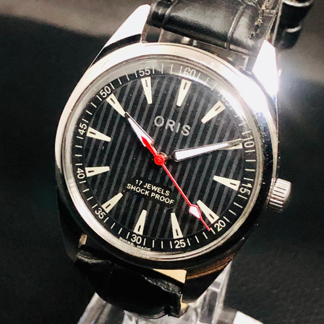 ORIS(オリス)のオリス ブラックストライプ 激レア メンズ腕時計 機械式手巻 17石1970’s メンズの時計(腕時計(アナログ))の商品写真