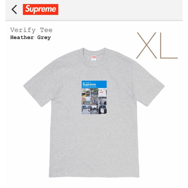 Supreme Verify Tee グレー XL - Tシャツ/カットソー(半袖/袖なし)