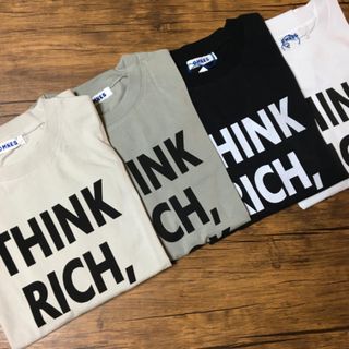 オムネス(OMNES)のTHINK RICH,LOOK POOR /7分丈Tシャツ ホワイト(Tシャツ(長袖/七分))