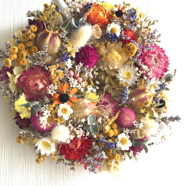 ドライフラワーリース　❤️ふんわりpetit flower ❤️ ハンドメイドのフラワー/ガーデン(ドライフラワー)の商品写真