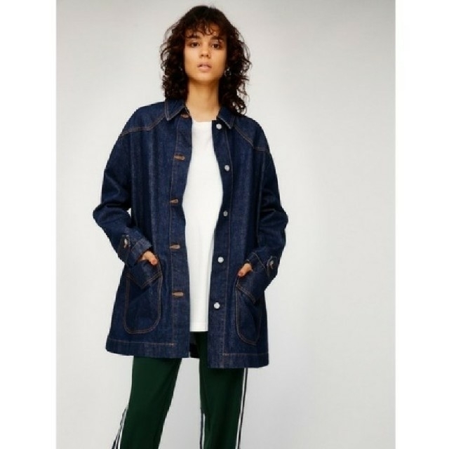 moussy(マウジー)のmoussy BELT ED DENIM JACKET オーバーサイズ Gジャン レディースのジャケット/アウター(Gジャン/デニムジャケット)の商品写真