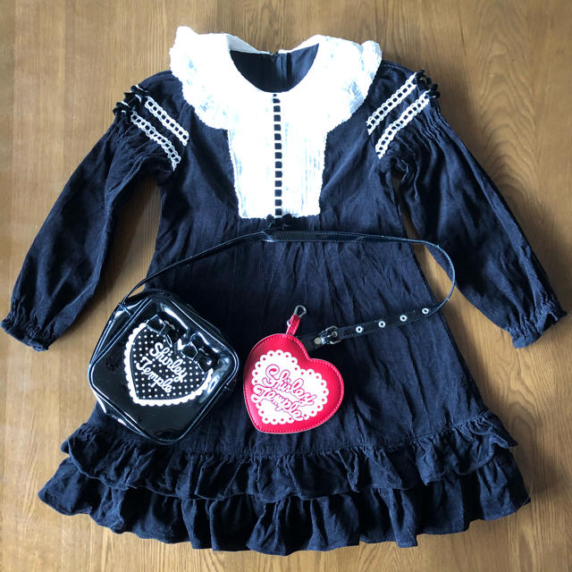 120 シャーリーテンプル コーデュロイワンピース　バッグポーチ キッズ/ベビー/マタニティのキッズ服女の子用(90cm~)(ワンピース)の商品写真