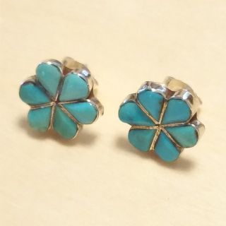 インディアン(Indian)のシルバーピアス ターコイズお花 インディアンジュエリー(ピアス)