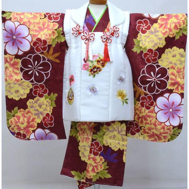 着物七五三 三歳 女児 女の子 刺繍入 被布着物フルセット 千紫万紅 NO31597