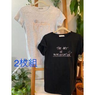 ザラ(ZARA)のZARA ザラ　ライストーン付Tシャツ2枚セット　M  新品同様(Tシャツ(半袖/袖なし))