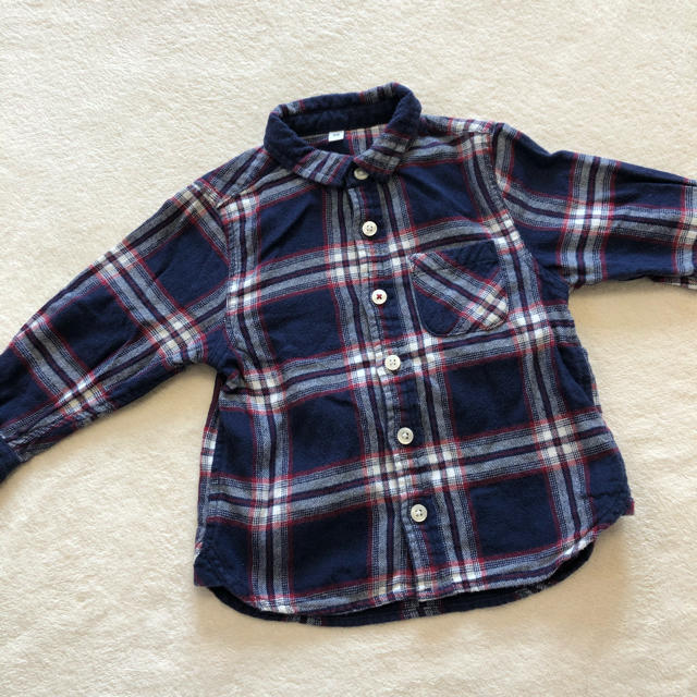 MUJI (無印良品)(ムジルシリョウヒン)のチェックシャツ＊90 キッズ/ベビー/マタニティのキッズ服男の子用(90cm~)(Tシャツ/カットソー)の商品写真