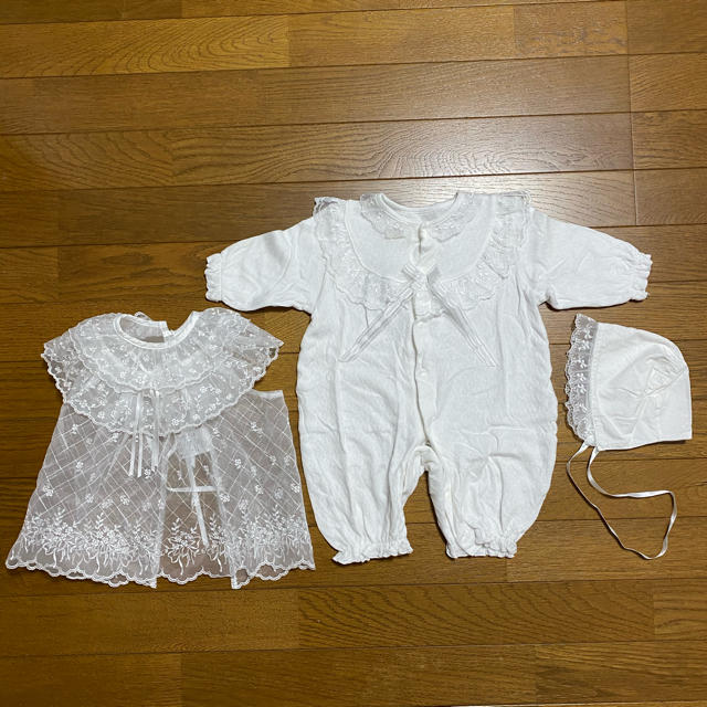 ベビー セレモニー ドレス 退院着 3点 セット  ロンパース ベスト 帽子 キッズ/ベビー/マタニティのベビー服(~85cm)(セレモニードレス/スーツ)の商品写真