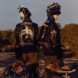 ロエベ(LOEWE)の希少 LOEWE Biker Mushroom Handpainte(ライダースジャケット)