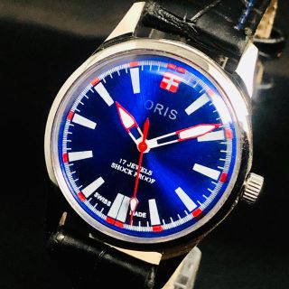 オリス(ORIS)のオリス 激レア 超美品  メンズ腕時計 機械式手巻 ブルー  17石1970’s(腕時計(アナログ))