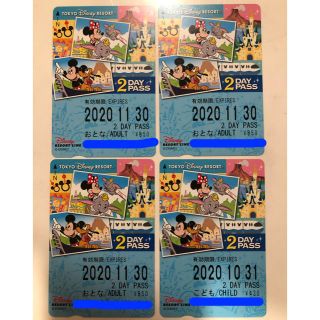 ディズニー(Disney)のディズニーリゾートライン2DAY PASS 大人3枚+子供1枚(遊園地/テーマパーク)