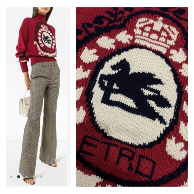 レディースETRO  エトロ  ペガサス　インターシャ　ニットセーター