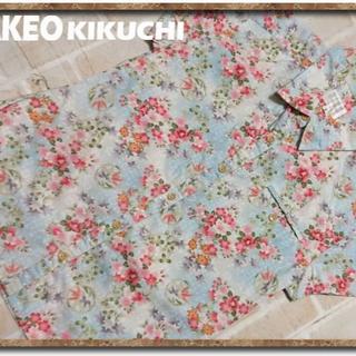 タケオキクチ(TAKEO KIKUCHI)のタケオキクチ　花柄和柄半袖シャツ　サックス(シャツ/ブラウス(半袖/袖なし))
