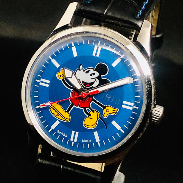 オリス ブルー ミッキー メンズ腕時計 機械式手巻 17石 1970’s 腕時計(アナログ)