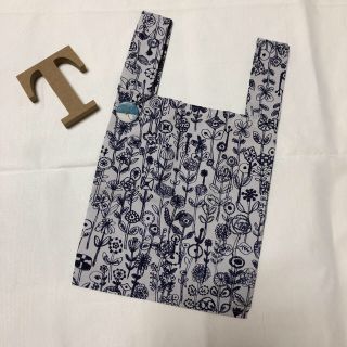 ミナペルホネン(mina perhonen)のハンドメイド☆エコバッグコンビニサイズ☆アクアドロップletterグレー☆(バッグ)