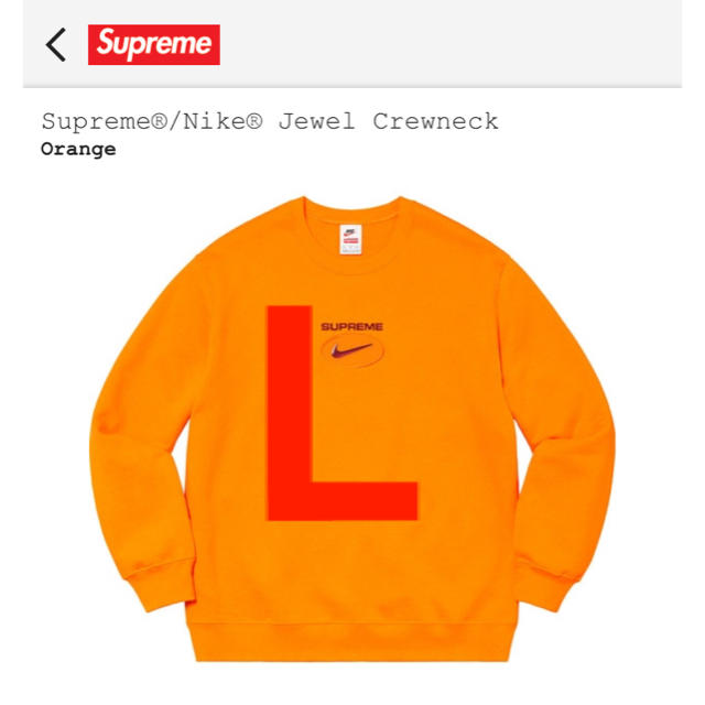 supreme nike Jewel Crewneck Orangeスウェット