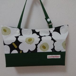 マリメッコ(marimekko)のボックスティッシュケース  ブラックホワイト×モスグリーン(その他)