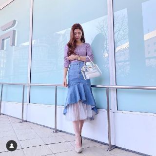 リエンダ(rienda)のrienda Mermaid Tulle J/W DENIM SK(L/BLU)(ロングスカート)