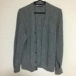 ラコステ(LACOSTE)のラコステ　カーディガン　グレー(ロゴ:ブルー)(カーディガン)