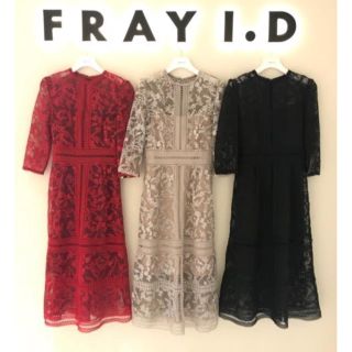 フレイアイディー(FRAY I.D)の【一度着用のみクリーニング済】オーガンジーレースワンピース(ロングワンピース/マキシワンピース)