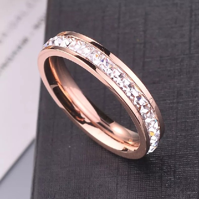 170-RG-170　②ピンクゴールド　ステンレス　鋼　人工ダイヤモンド レディースのアクセサリー(リング(指輪))の商品写真