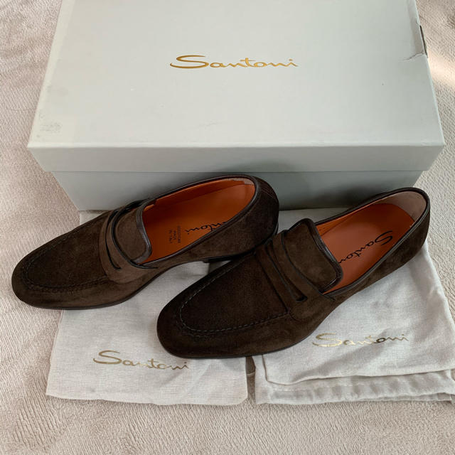 ［新品］Santoni スエードローファー