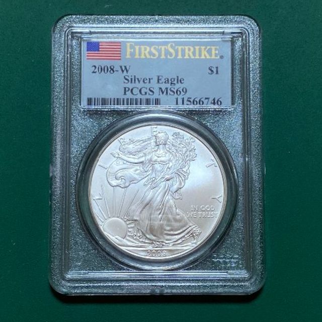 アメリカ イーグル銀貨 PCGS-MS69(2008-W) -1オンス銀貨-