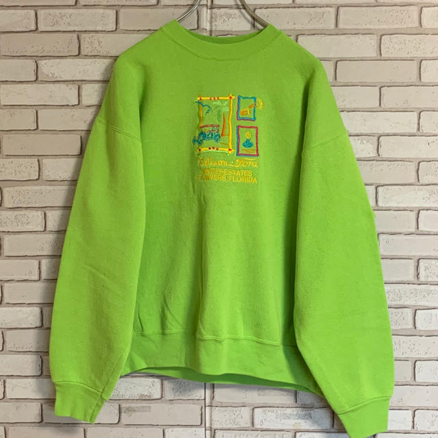 90s 古着 タイムスクエア L アースカラー 刺繍　ビッグシルエット ゆるだぼ メンズのトップス(スウェット)の商品写真