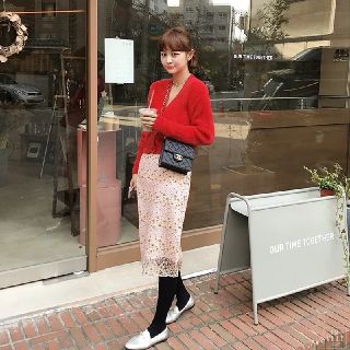 スタイルナンダ(STYLENANDA)のフラワーレーススカート(ひざ丈スカート)