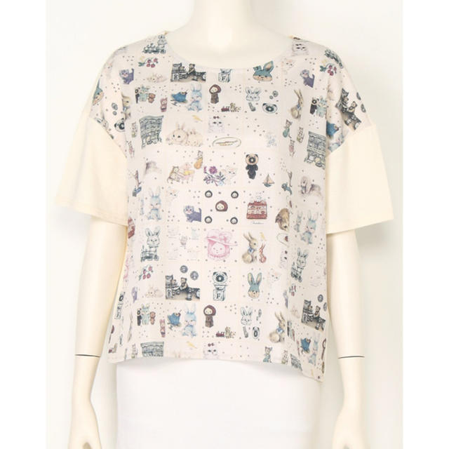 franche lippee(フランシュリッペ)のフランシュリッペ オリプリスカーフT ミルク レディースのトップス(Tシャツ(半袖/袖なし))の商品写真