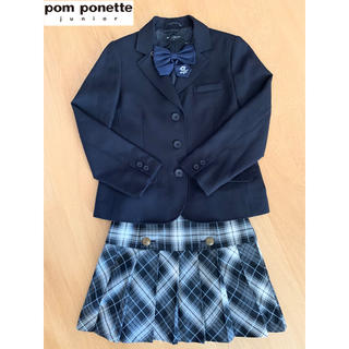 ポンポネット(pom ponette)の美品！ポンポネット  スーツ　スカート  ジャケット　卒業式　140 リボン付き(ドレス/フォーマル)
