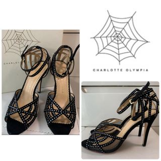 シャルロットオリンピア(Charlotte Olympia)のシャーロットオリンピア　ブラックスエード　ラインストーン　サンダル(サンダル)