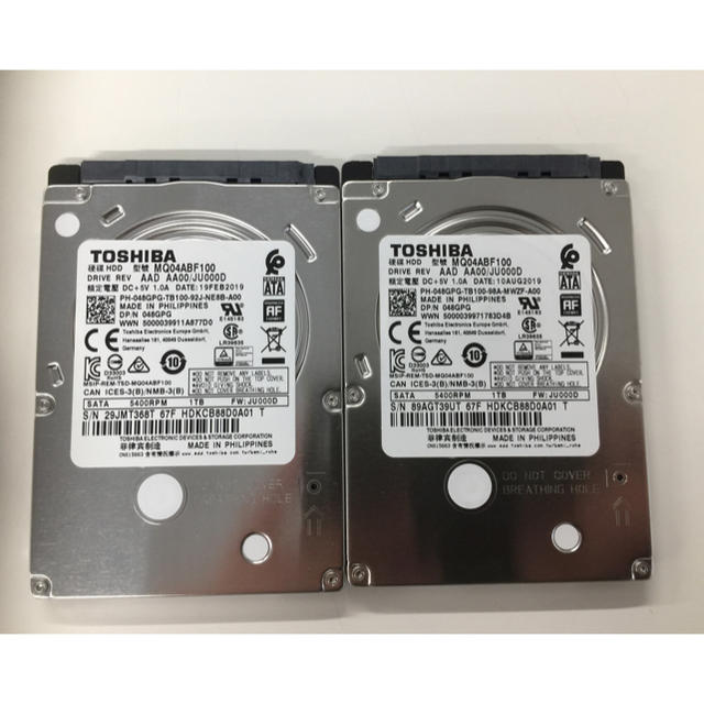 2.5HDD 1TB×2 TOSHIBA