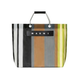 マルニ(Marni)の新品☆新色☆MARNI ストライプバッグ☆ソフトベージュ(かごバッグ/ストローバッグ)