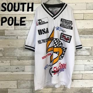 サウスポール(SOUTH POLE)の【人気】SOUTH POLE レーシング Tシャツ VネックビッグT サイズXL(Tシャツ/カットソー(半袖/袖なし))