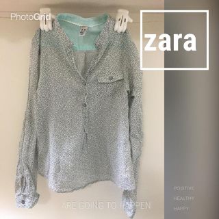 ザラ(ZARA)のらんらん様 zaraガーゼヘンリーネック(ブラウス)