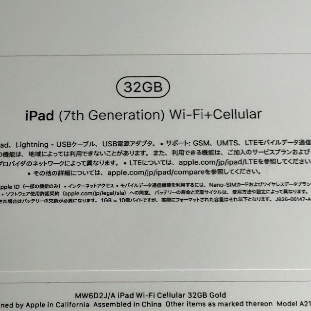 iPad Wi-Fi+Cellular 32GB 第7世代 1